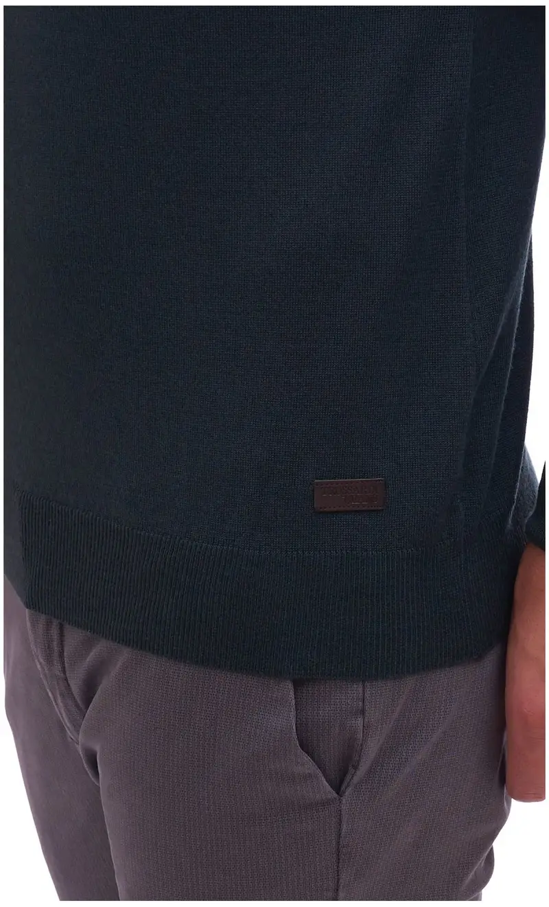 Maglia scollo a v trussardi jeans verde, colore verde miniatura 2