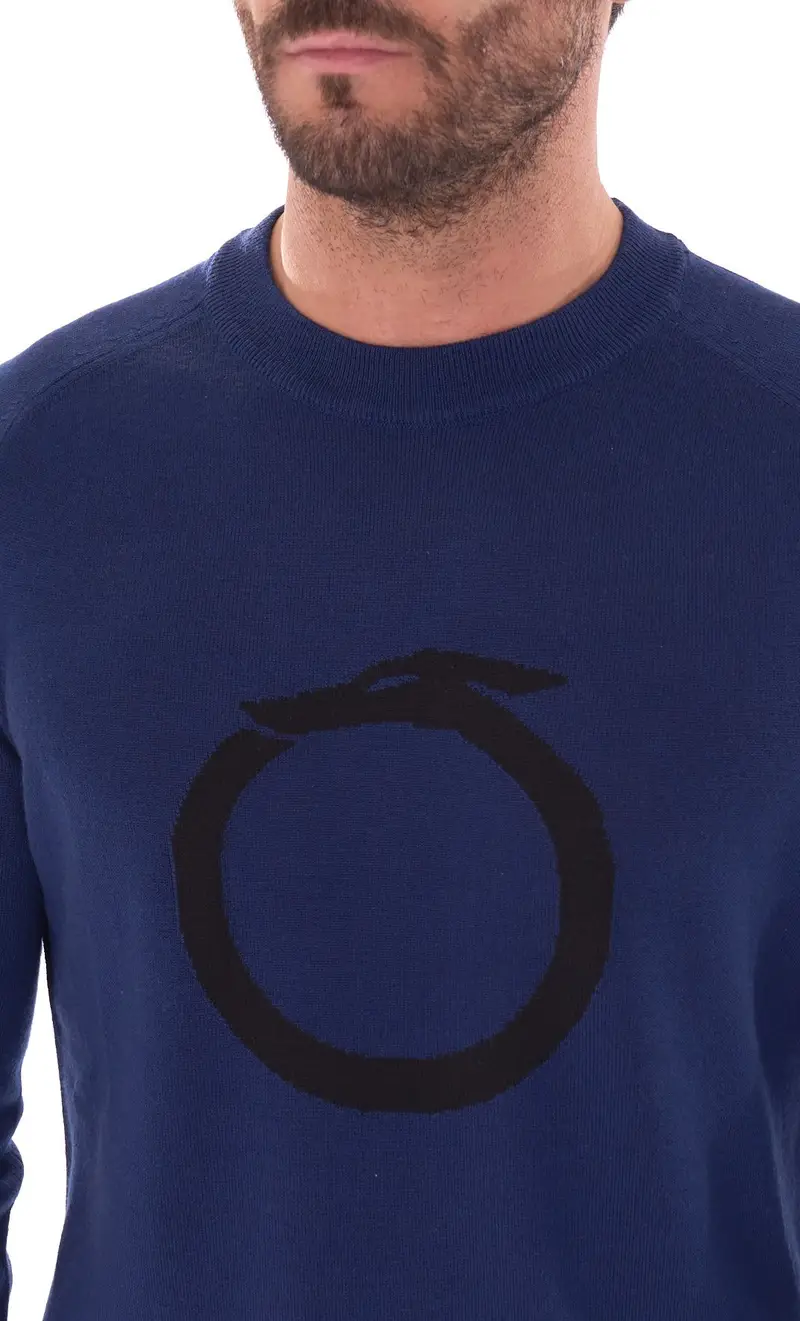Maglia trussardi girocollo con logo, colore blu miniatura 2