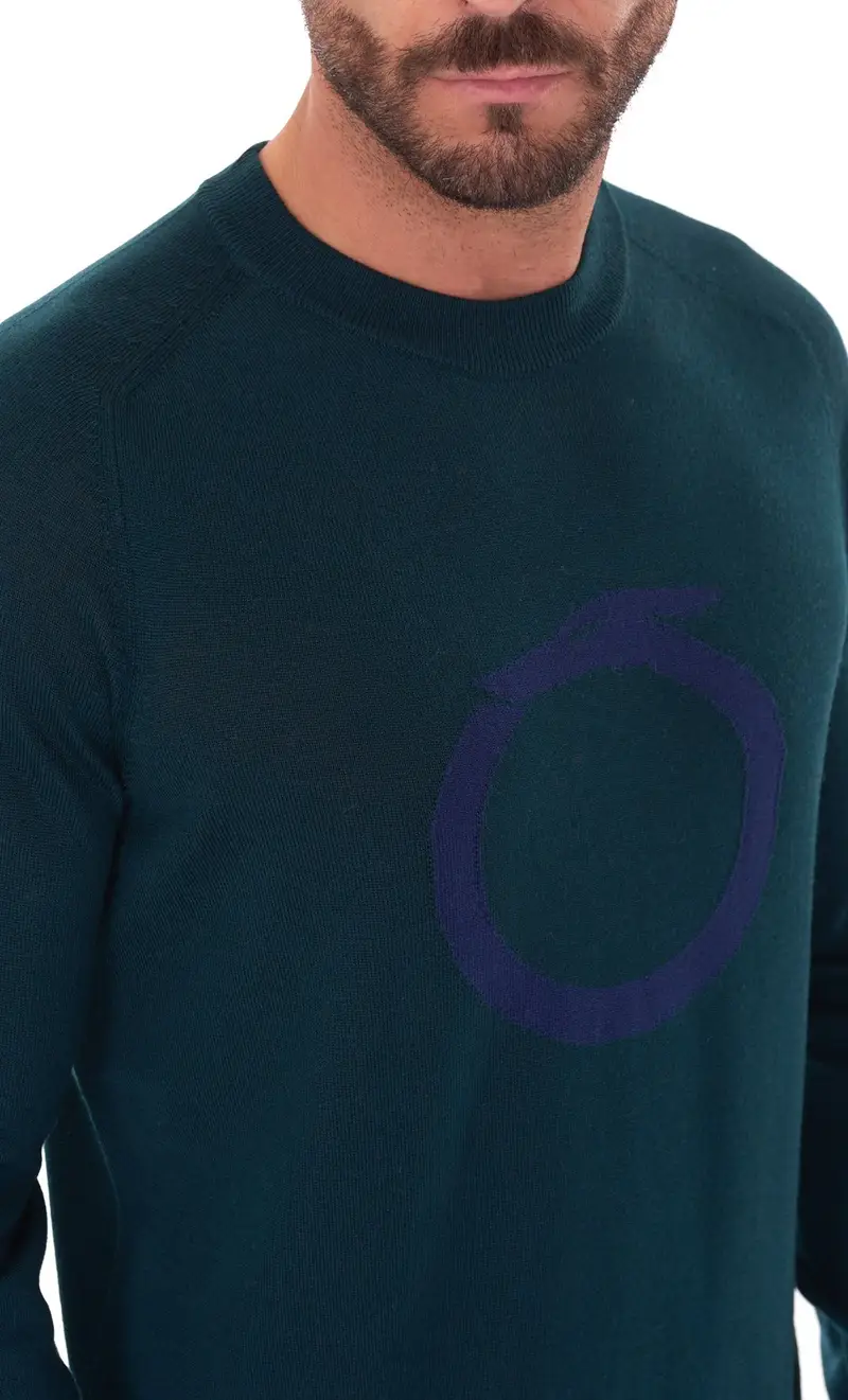 Maglia trussardi girocollo con logo, colore verde miniatura 2