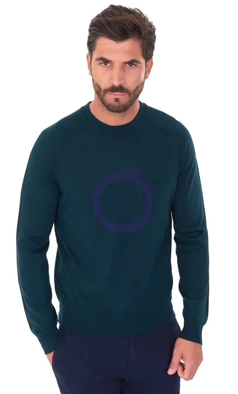 Maglia trussardi girocollo con logo, colore verde