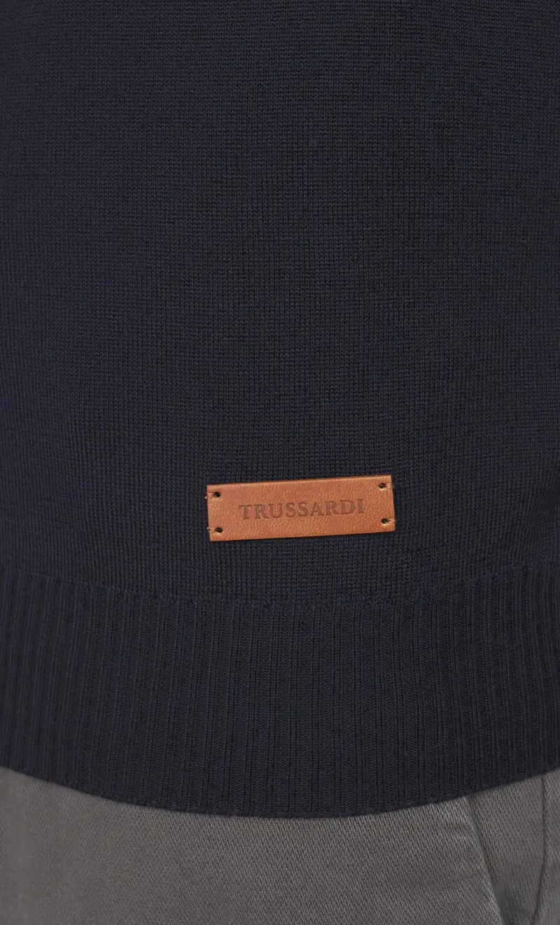 Maglia trussardi girocollo in pura lana, colore blu miniatura 2