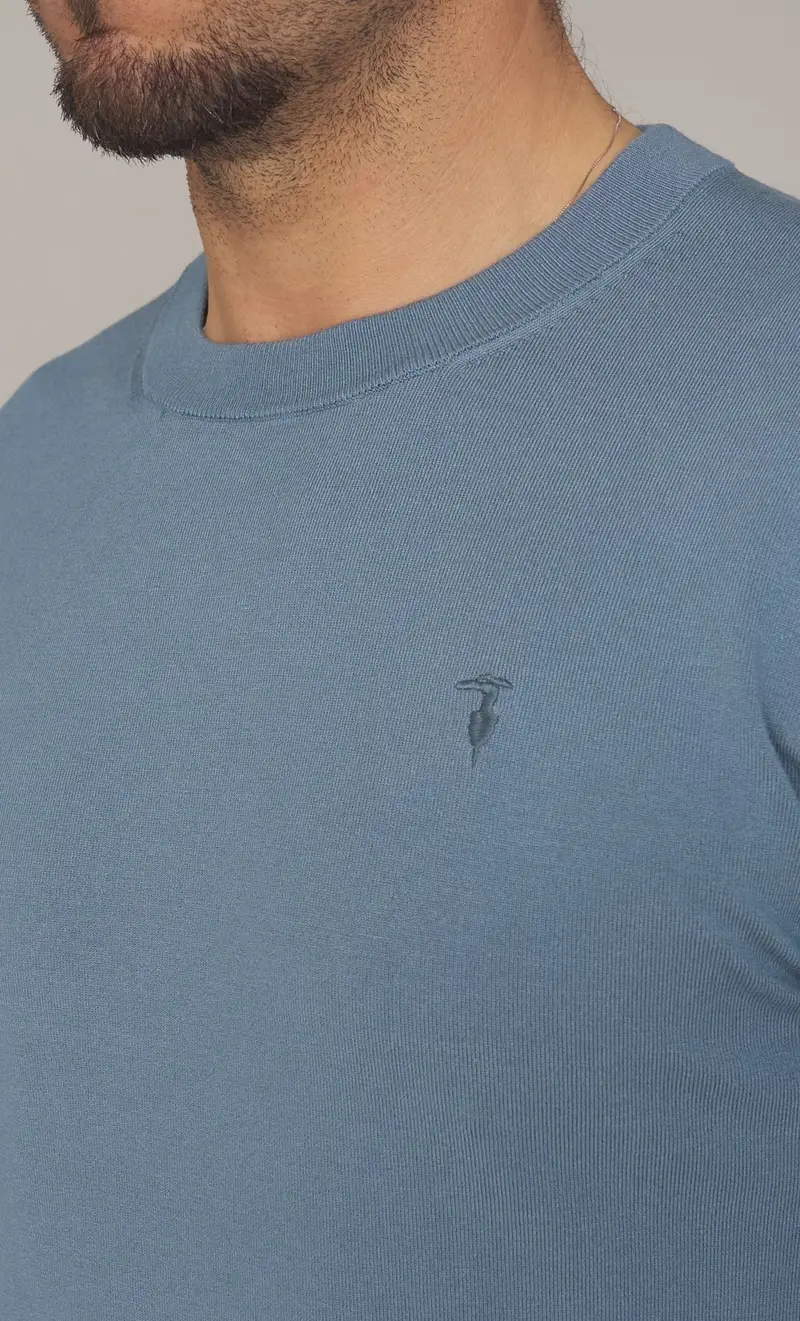 Maglia trussardi in viscosa leggera, colore celeste miniatura 2