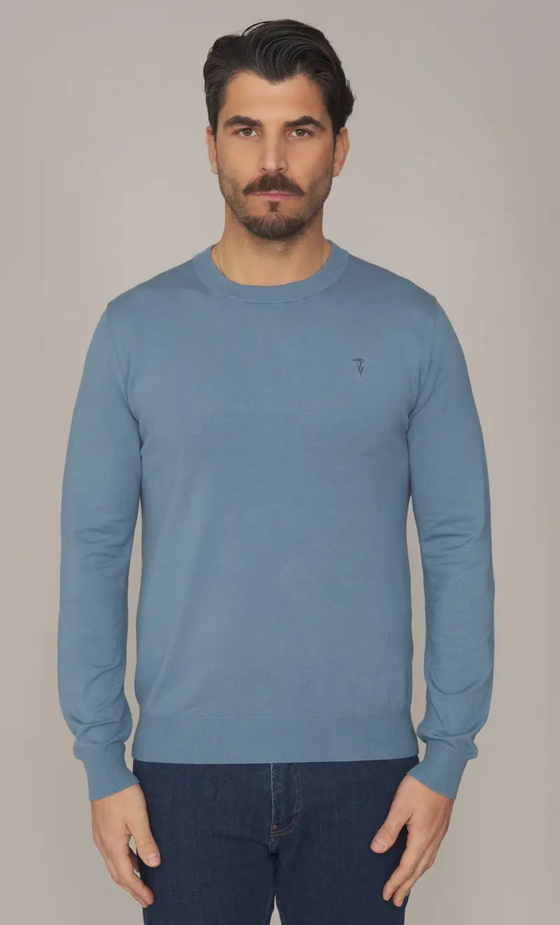 Maglia trussardi in viscosa leggera, colore celeste