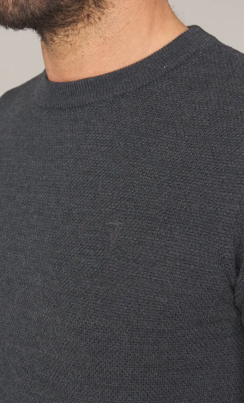 Maglia trussardi operata in pura lana, colore grigio miniatura 2