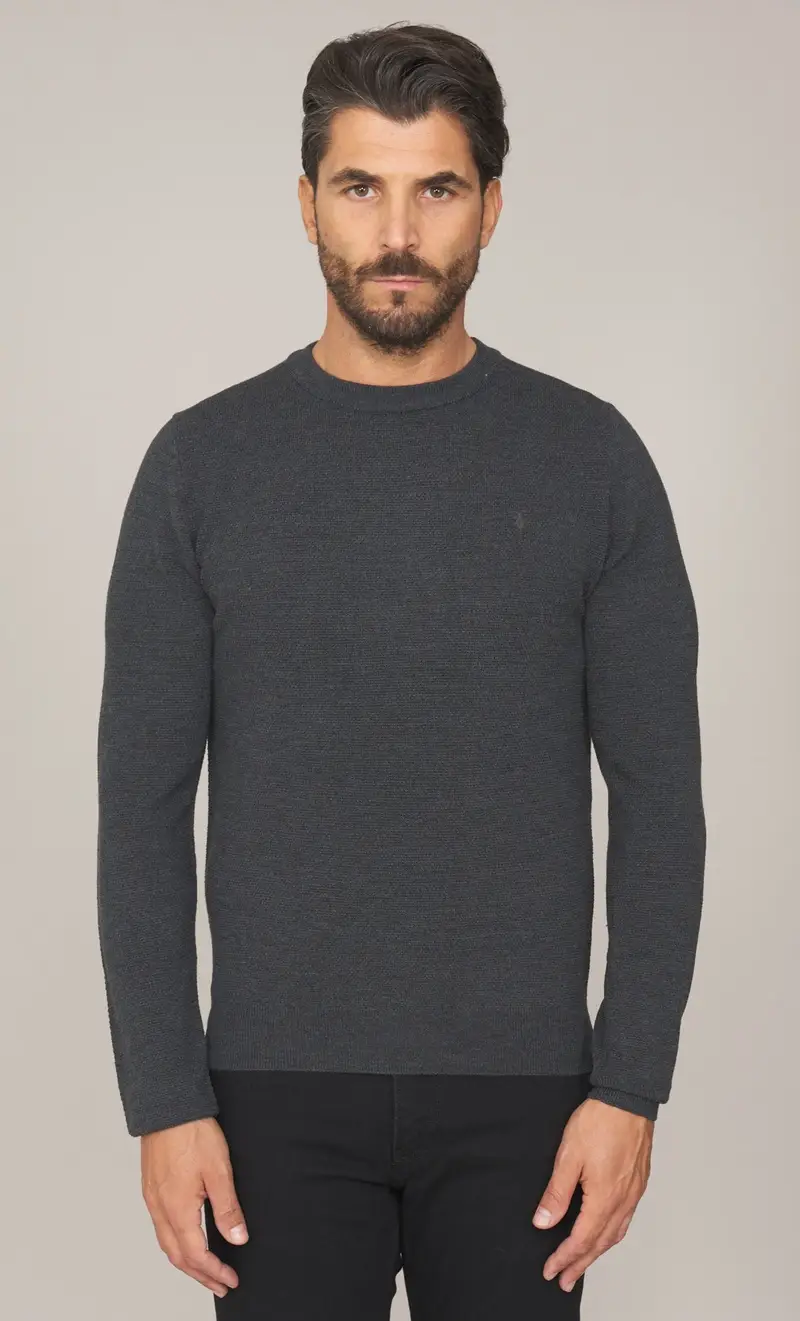 Maglia trussardi operata in pura lana, colore grigio