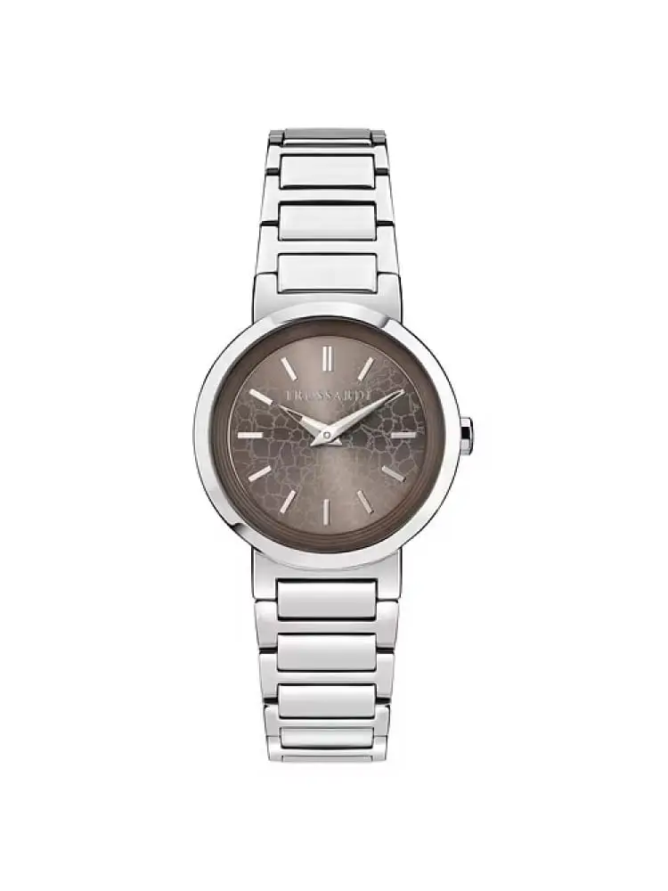 orologio donna t- bridge in acciaio silver ghiera con strass quafrante moro