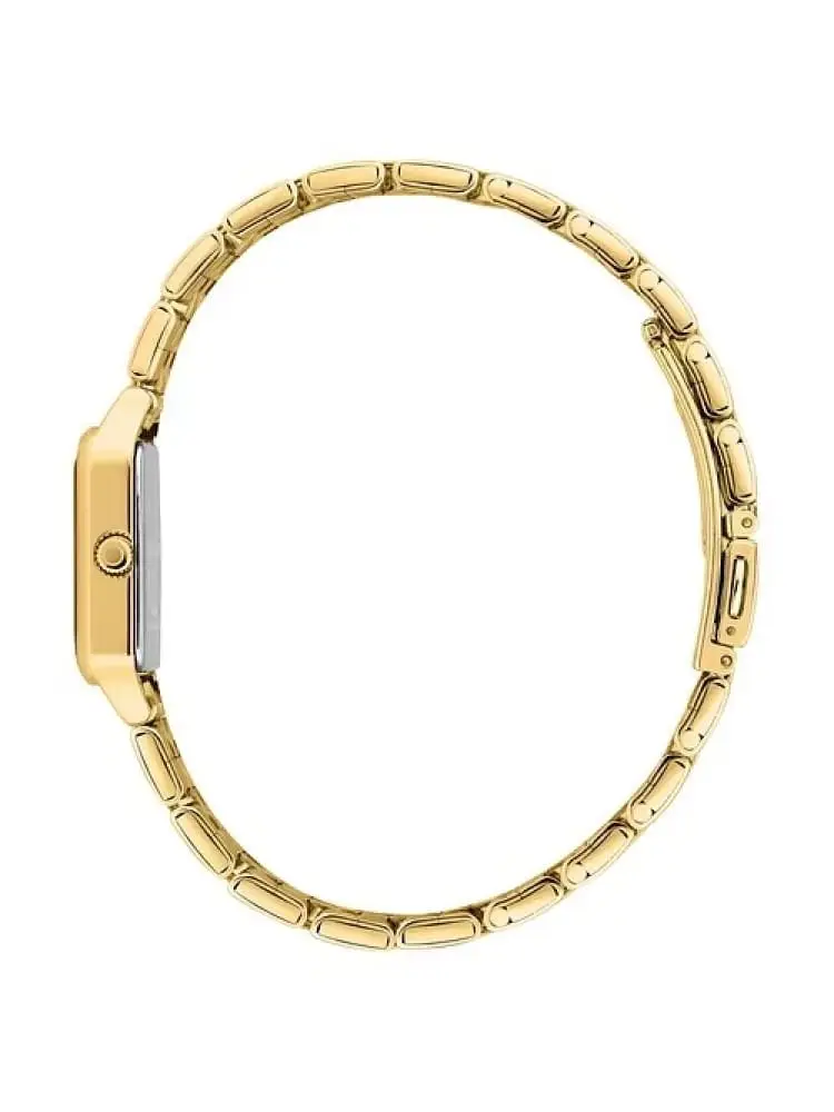 orologio donna t-forma in acciaio dorato quadrante bianco miniatura 2