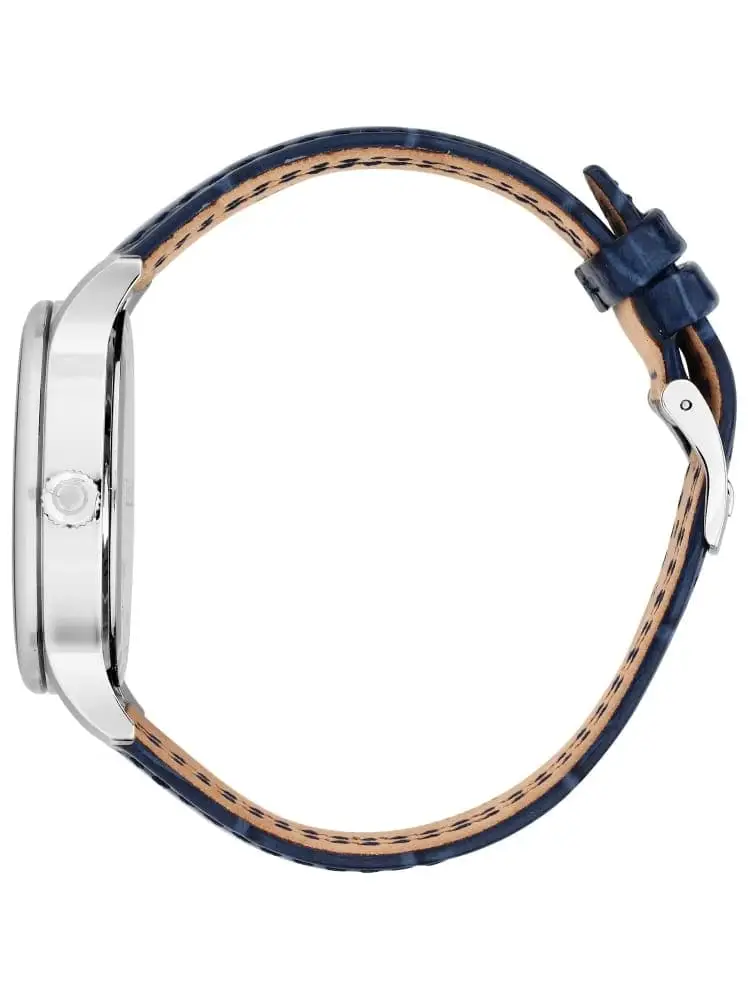 orologio t-inedito cassa acciao cinturino in pelle blu miniatura 3