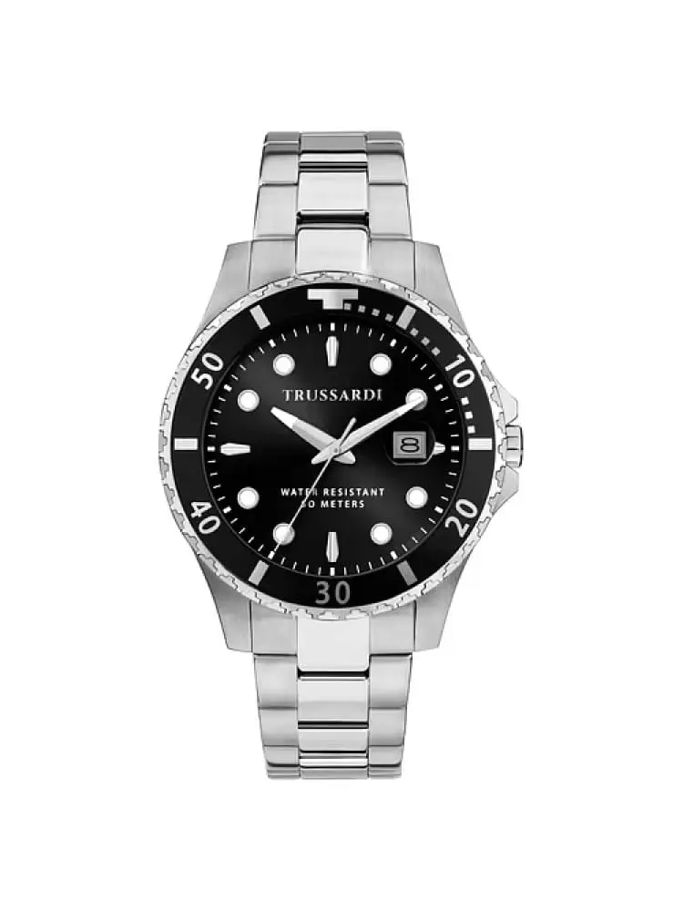 orologio uomo city life in acciao silver con quadrante e ghiera nera