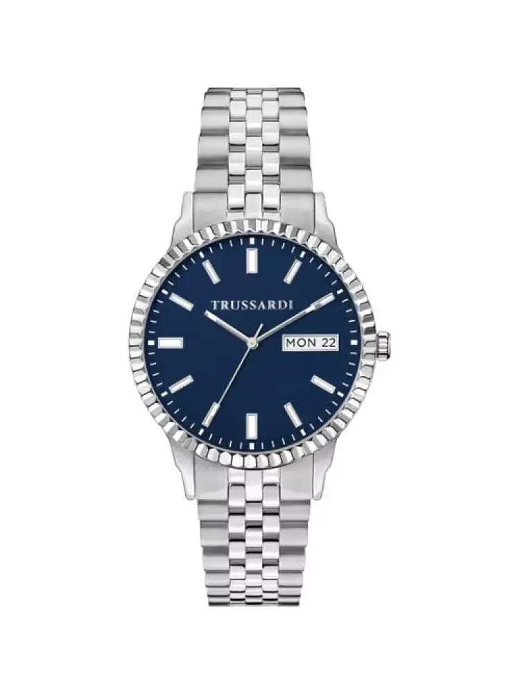 orologio uomo t-bent in accioio maglia jubilee quadrante blu