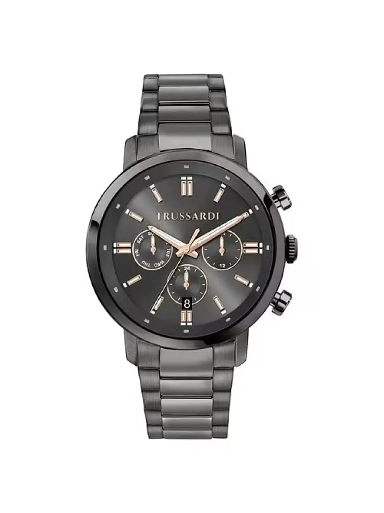 orologio uomo t-couple in acciaio brunito quadrante multifunzione nero