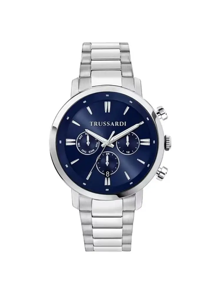 orologio uomo t-couple in acciaio silver quadrante multifunzione blu