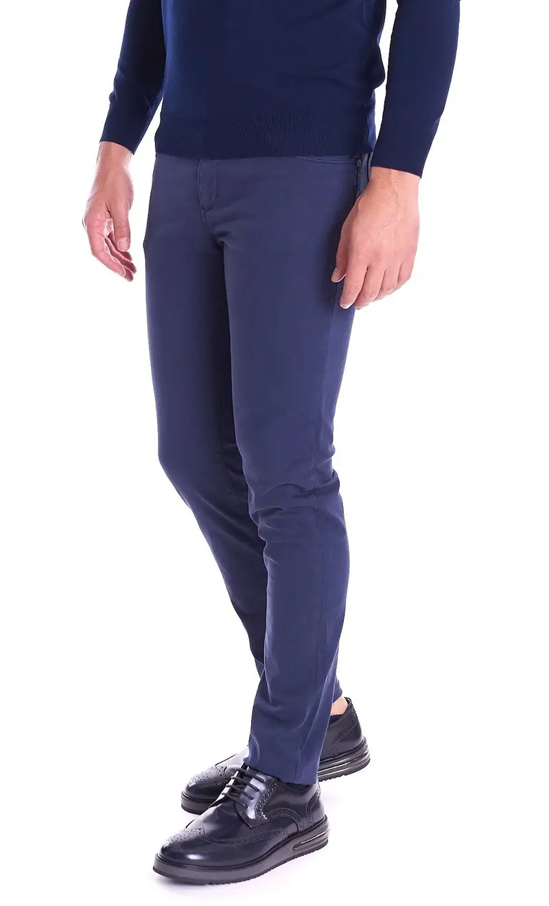 Pantalone 370 close trussardi jeans gabardine stretch, colore blu
