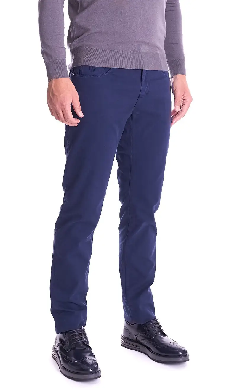 Pantalone 370 close trussardi jeans in piquet elasticizzato, colore blu