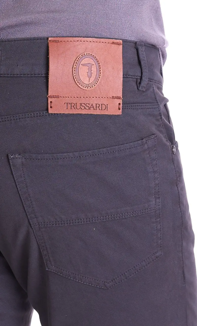 Pantalone 370 close trussardi jeans in piquet elasticizzato, colore grigio miniatura 2