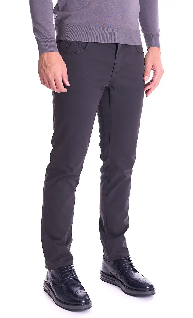 Pantalone 370 close trussardi jeans in piquet elasticizzato, colore grigio