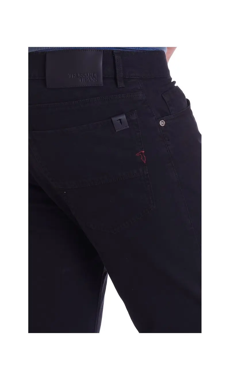 Pantalone 370 close trussardi jeans nero operato, colore nero miniatura 2