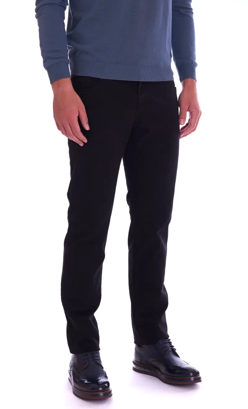 Pantalone 370 close trussardi jeans nero operato, colore nero