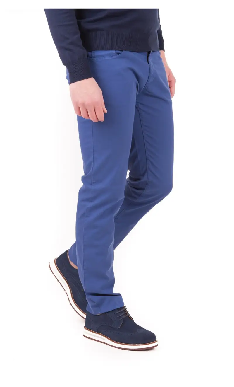 Pantalone 5 tasche 370 close piquet stretch, colore bluette