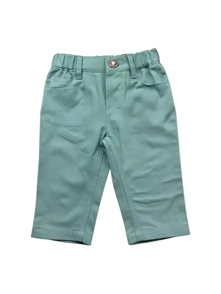 pantalone azzurro neonata in cotone mini logo sul retro miniatura 2