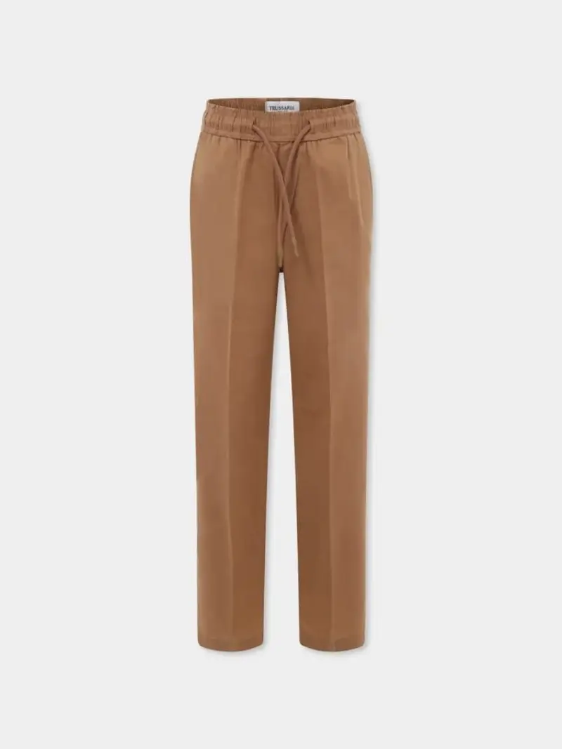 Trussardi pantalone beige bambino in cotone mini logo sul retro