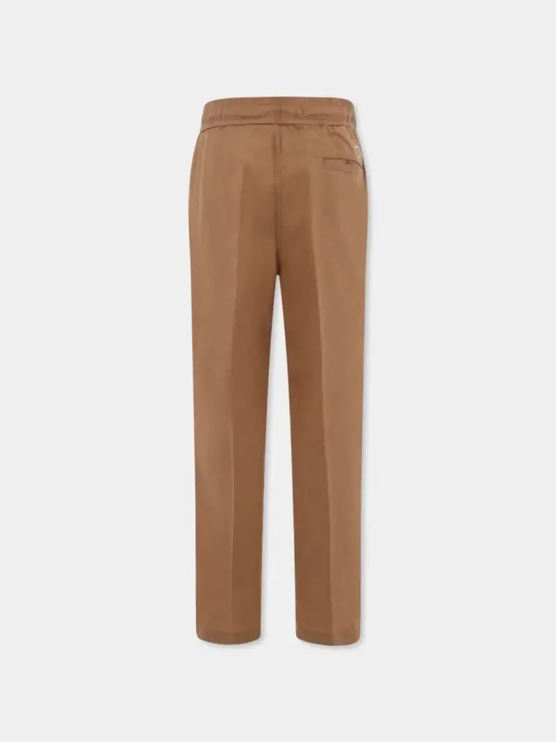 Trussardi pantalone beige bambino in cotone mini logo sul retro miniatura 2