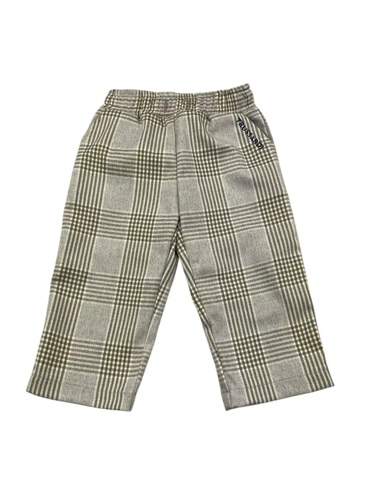 pantalone beige neonato a quadri mini logo