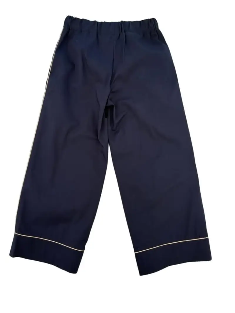 Trussardi pantalone blu navy bambina in cotone mini logo sul fondo rosa miniatura 2