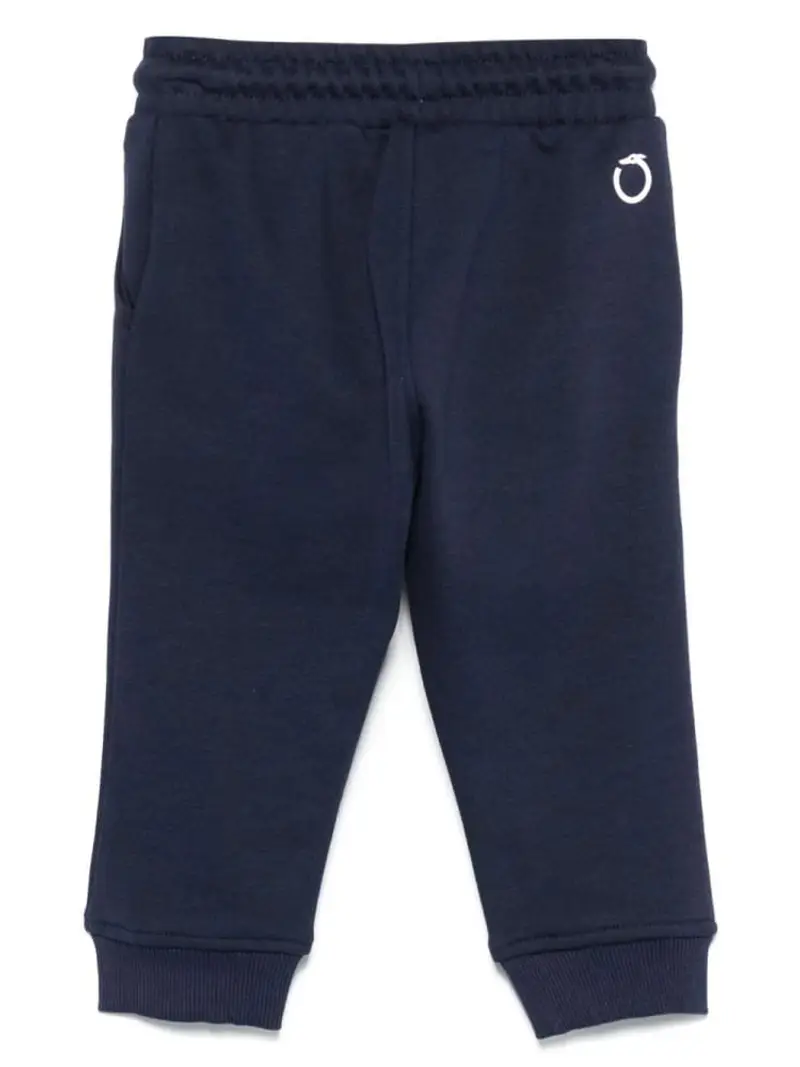 Trussardi pantalone blu navy neonato tuta in cotone logo lettering sul lato miniatura 2