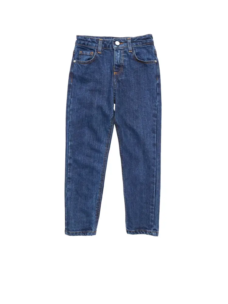 pantalone in denim medium bambino regular logo sul retro