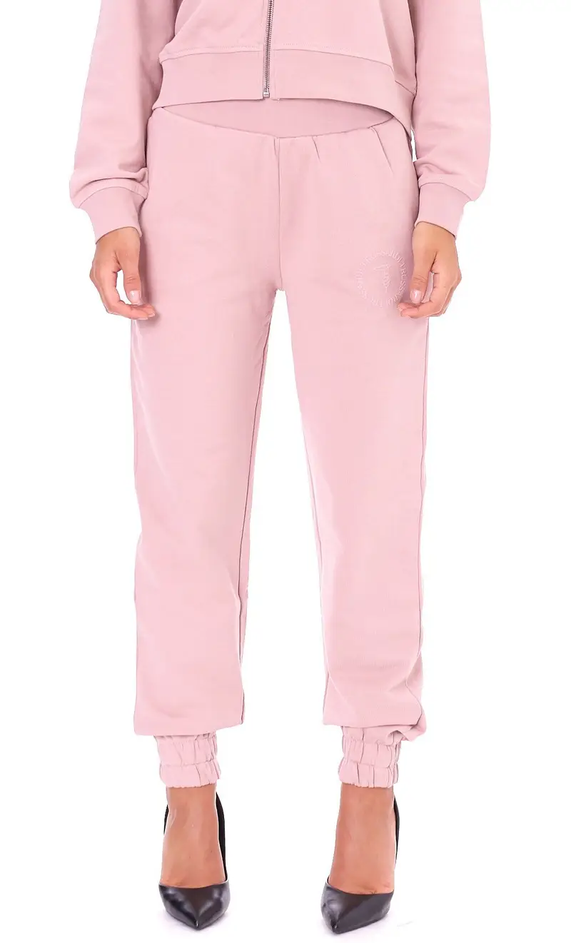 Pantalone in felpa trussardi rosa, colore rosa