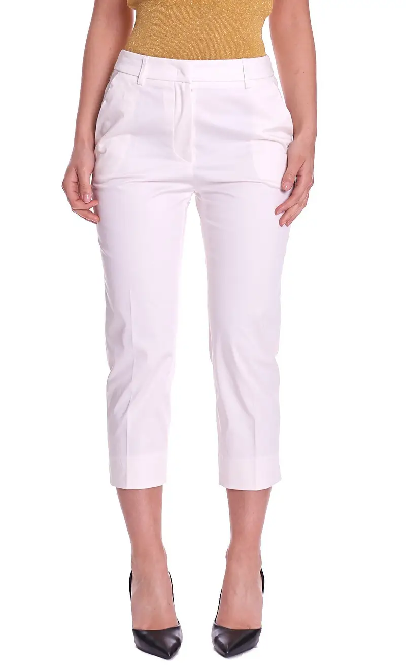 Pantalone trussardi in raso, colore bianco