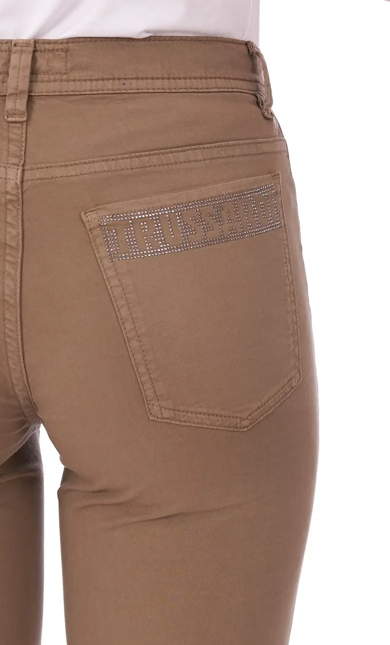 Pantalone trussardi jeans 105 skinny in cotone leggero, colore fango miniatura 2