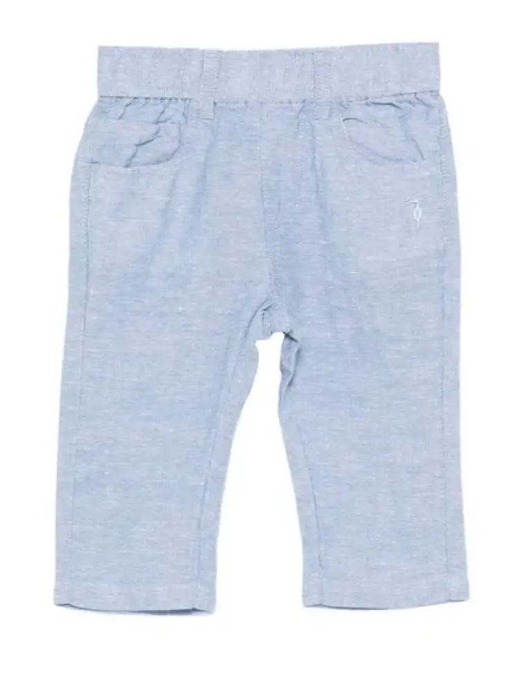 pantaloni infant/kids celesti con micro logo