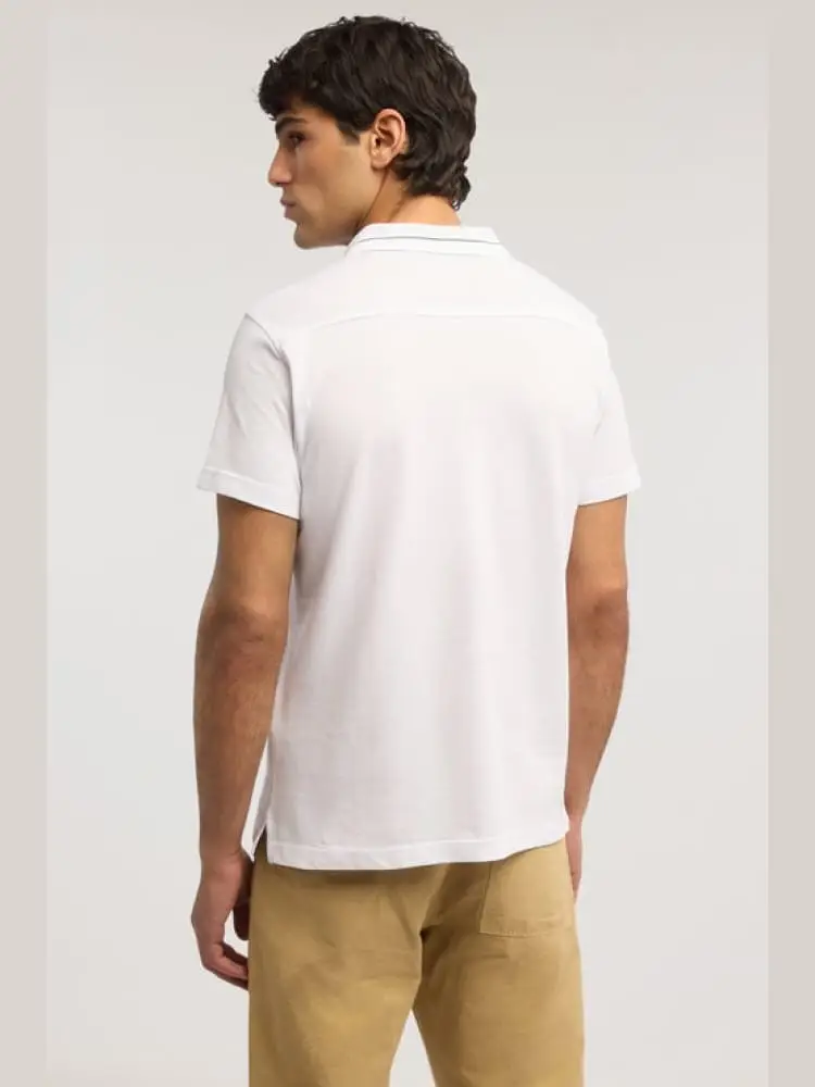 polo regular fit in piquet bianco con perfili miniatura 2