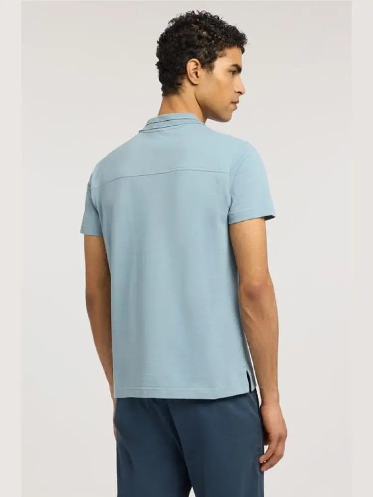 polo regular fit in piquet celeste con perfili miniatura 3