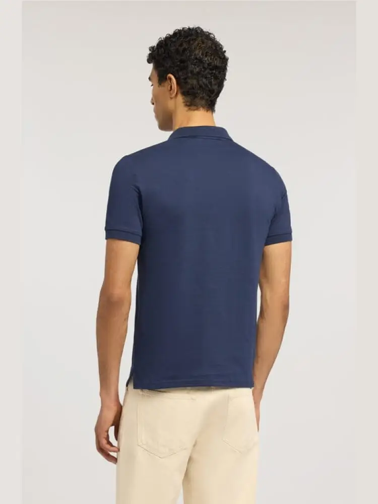 polo slim fit in piquet stretch blu miniatura 2