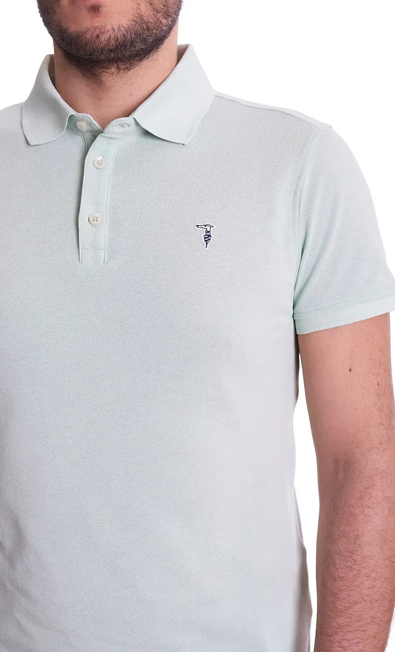Polo trussardi con logo levriero, colore verde miniatura 2