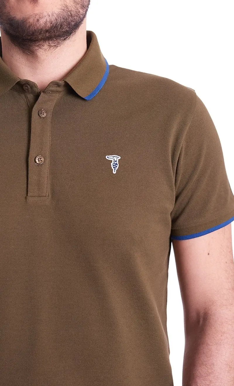 Polo trussardi con profili a contrasto, colore verde miniatura 2