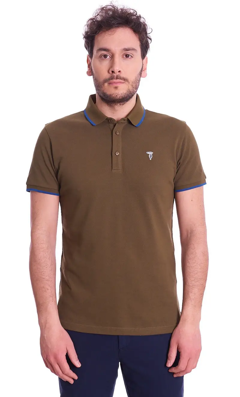 Polo trussardi con profili a contrasto, colore verde