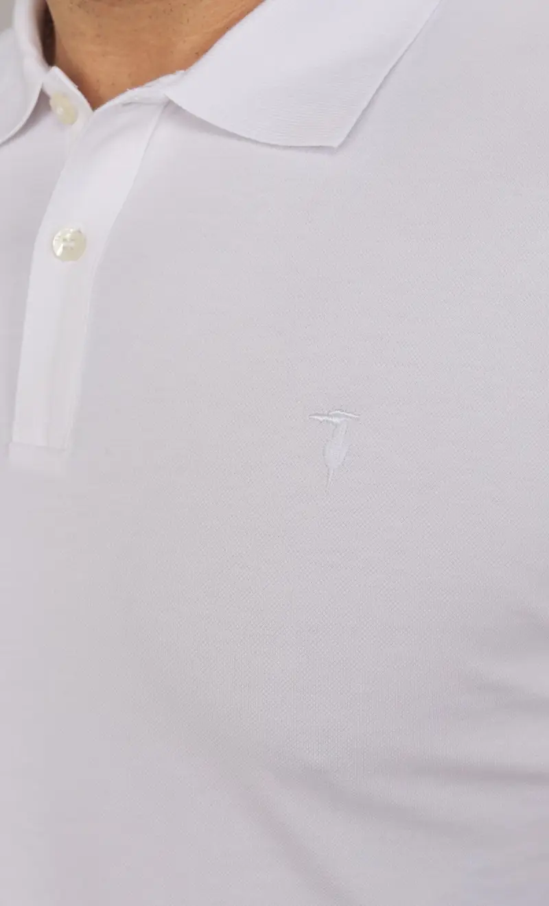 Polo trussardi in piquet stretch con logo, colore bianco miniatura 2