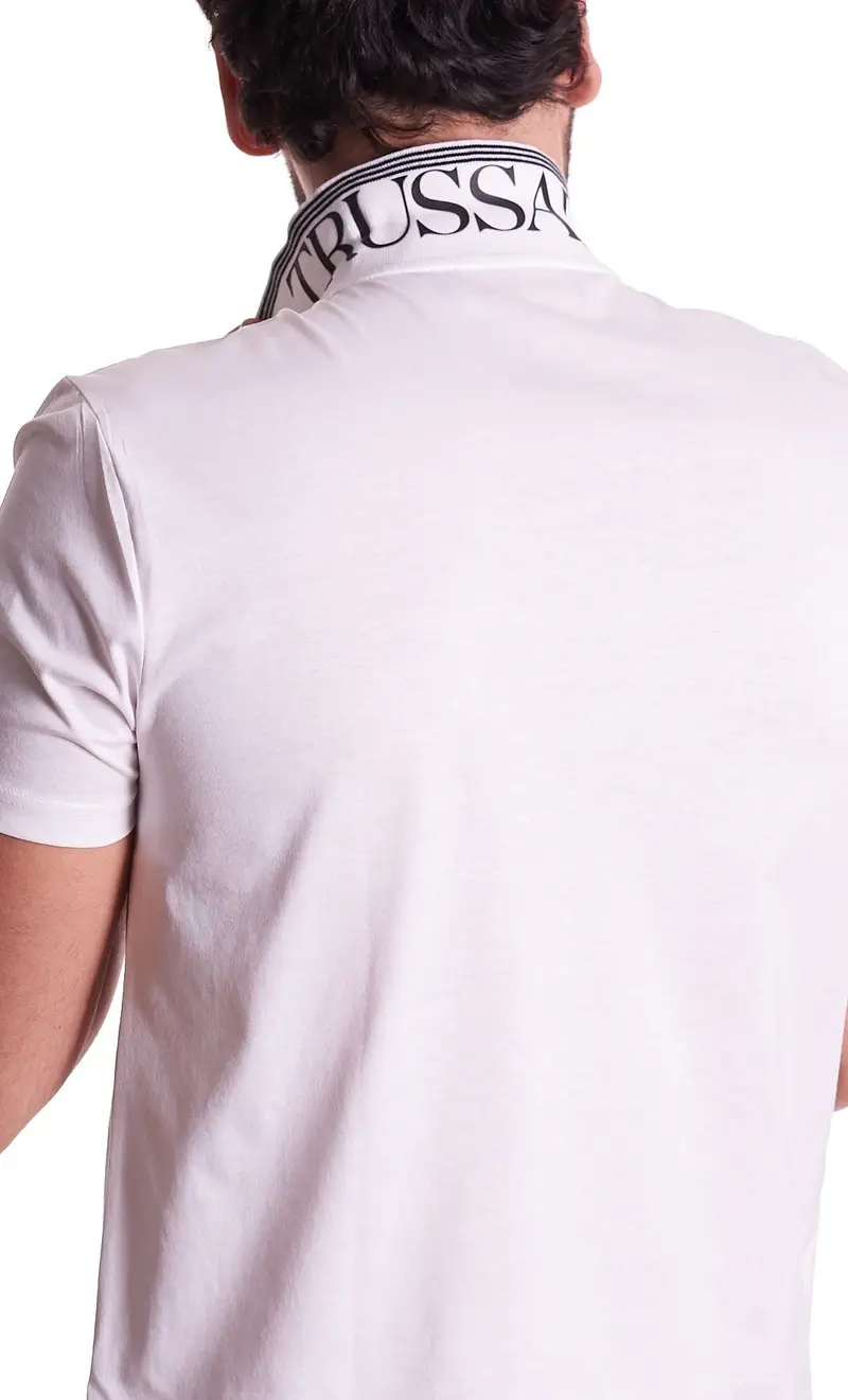 Polo trussardi jeans in jersey leggero, colore bianco miniatura 2