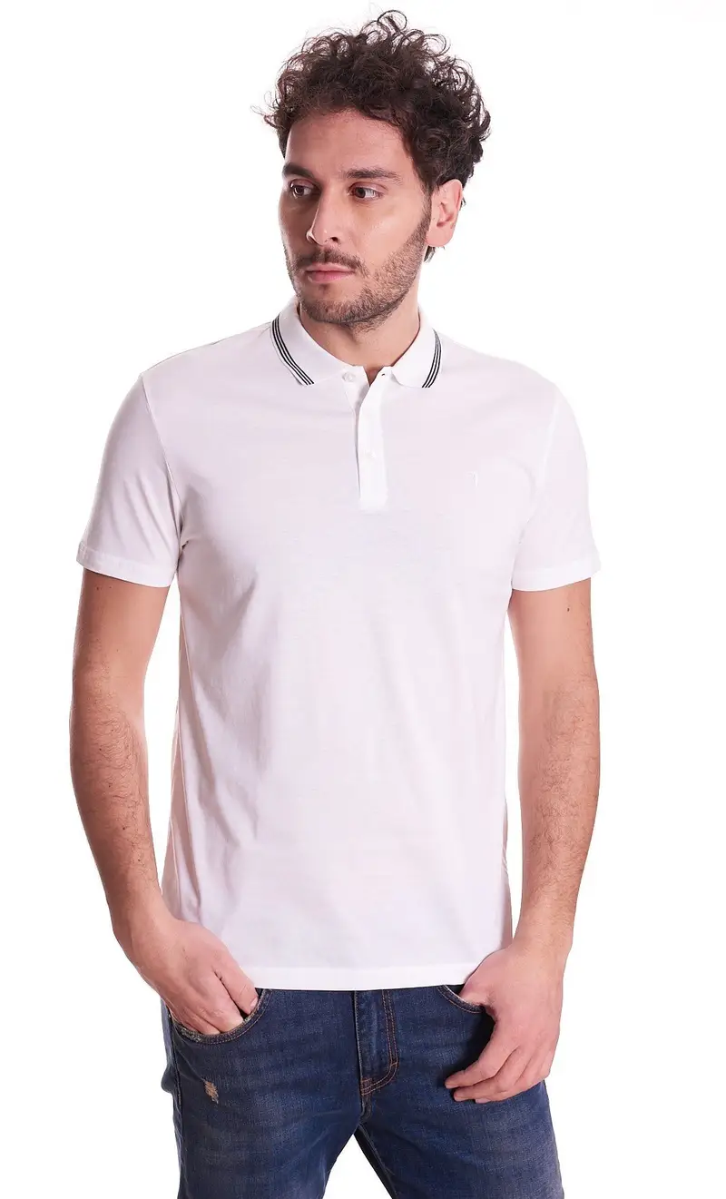 Polo trussardi jeans in jersey leggero, colore bianco