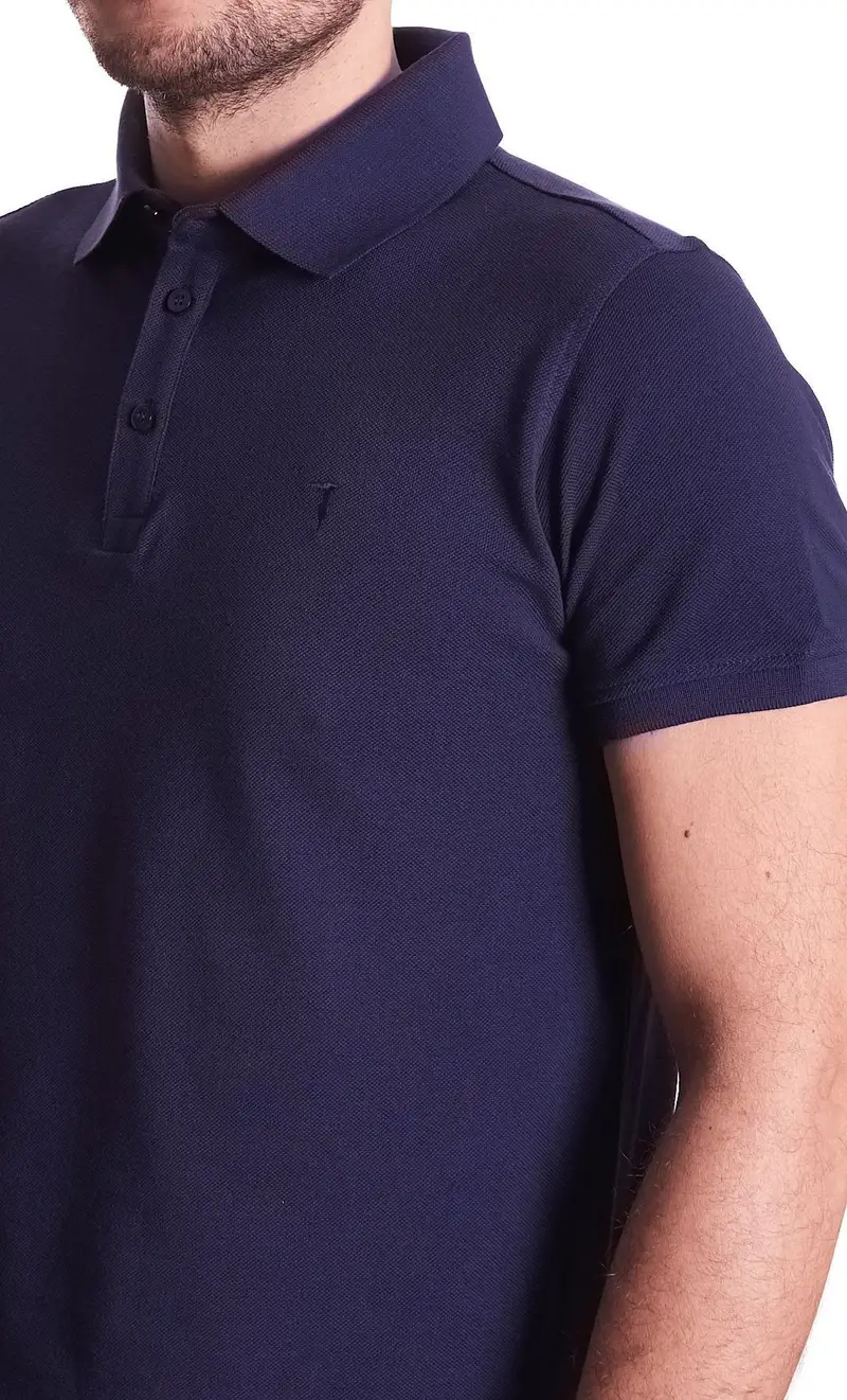 Polo trussardi jeans regular fit tinta unita, colore blu miniatura 2