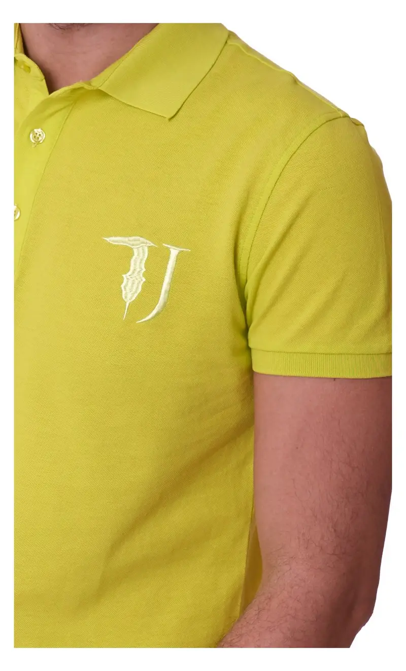 Polo trussardi jeans slim fit gialla, colore giallo miniatura 2
