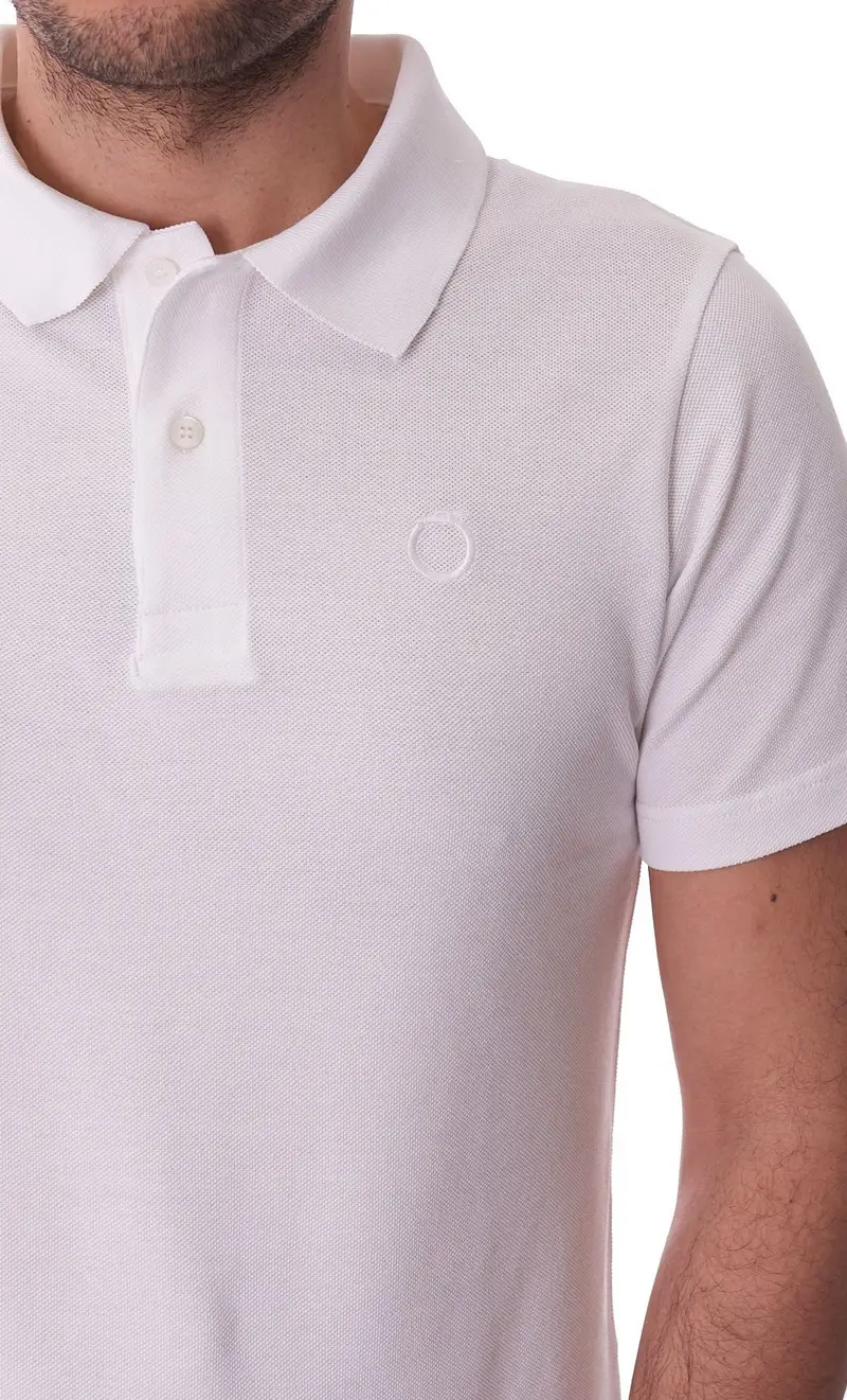 Polo trussardi tinta unita con logo, colore bianco miniatura 2