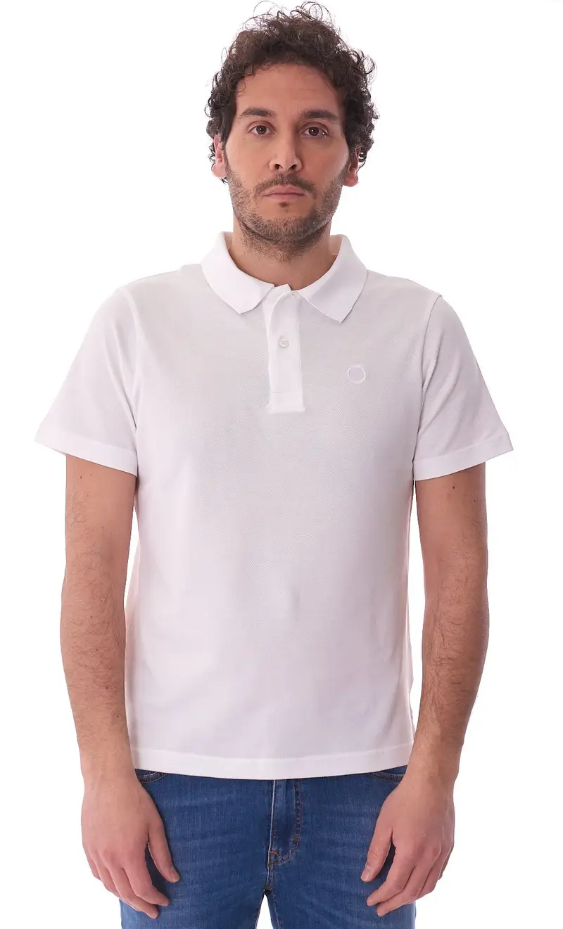 Polo trussardi tinta unita con logo, colore bianco