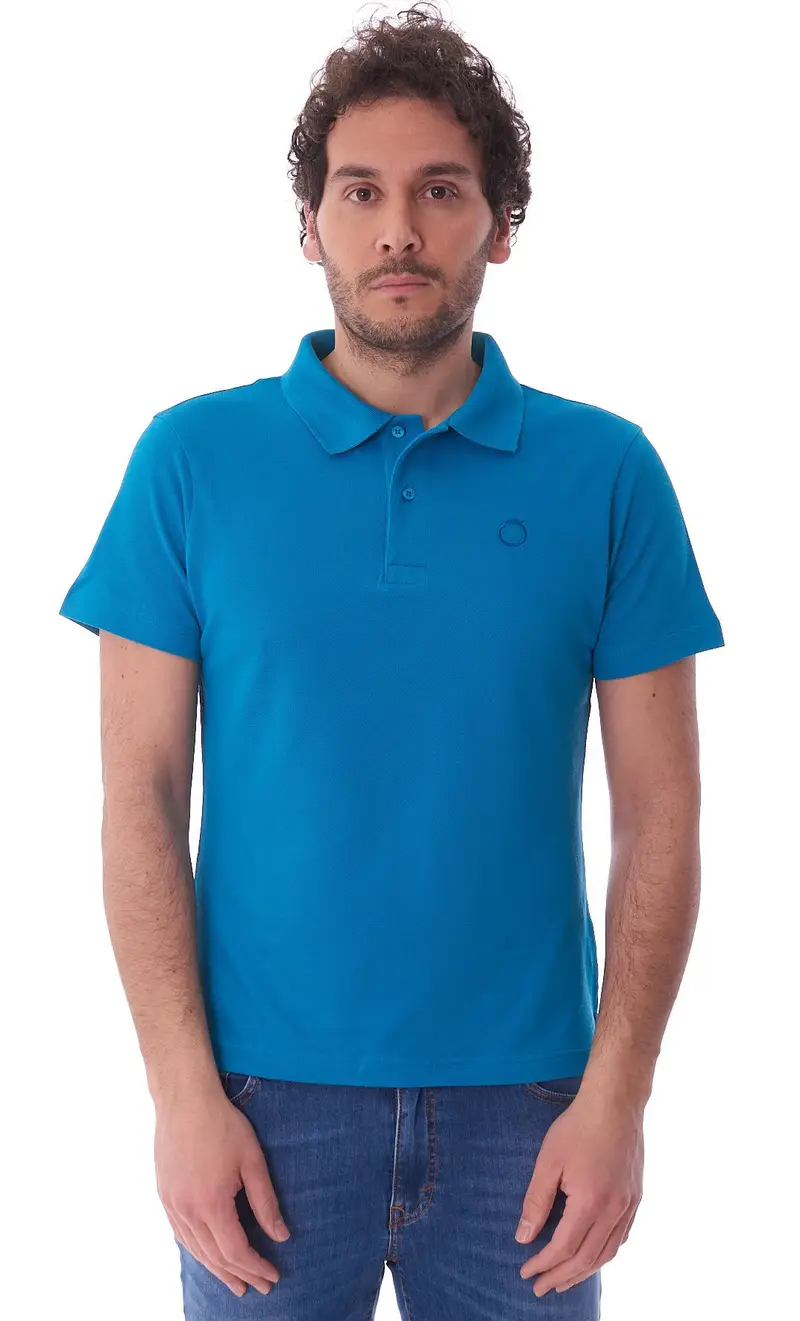 Polo trussardi tinta unita con logo, colore turchese
