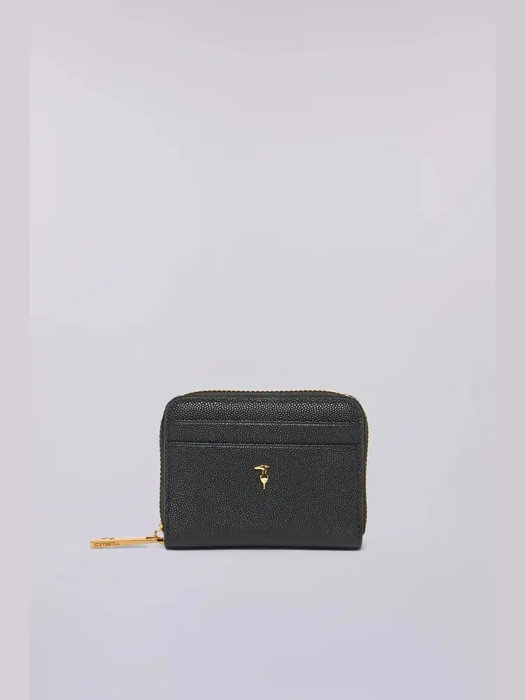 portafoglio cameo zip around medio in pelle nero
