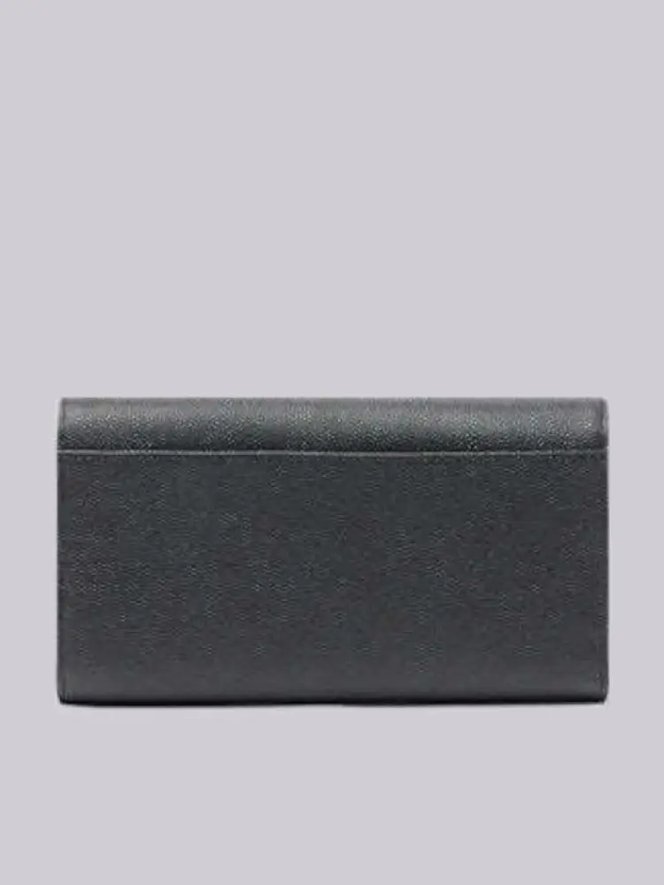 portafoglio nero donna in pelle logo in metallo oro miniatura 3